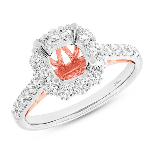 18k Two-tone Rose Gold Diamond Semi-mount Ring for 1.50ct Center Size 6.5 - 0.81ct