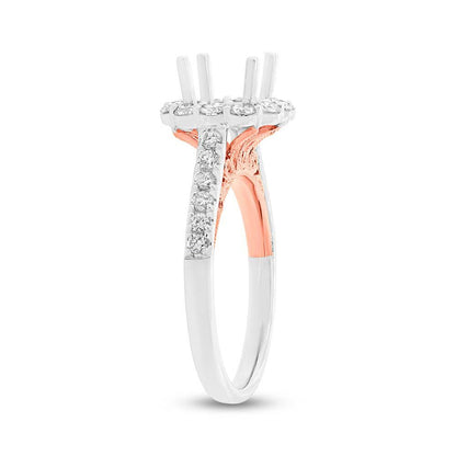 18k Two-tone Rose Gold Diamond Semi-mount Ring for 1.50ct Center Size 6.5 - 0.81ct