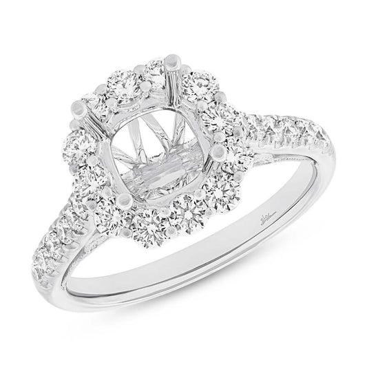 18k White Gold Diamond Semi-mount Ring for 2.00ct Center Size 6.5 - 1.01ct
