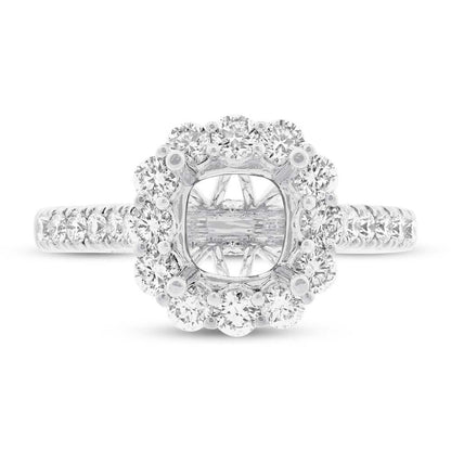 18k White Gold Diamond Semi-mount Ring for 2.00ct Center Size 6.5 - 1.01ct