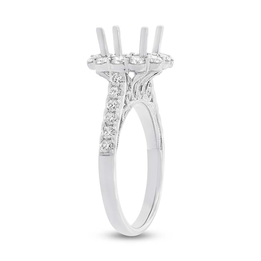 18k White Gold Diamond Semi-mount Ring for 2.00ct Center Size 6.5 - 1.01ct