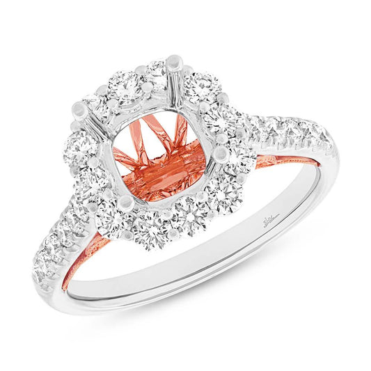 18k Two-tone Rose Gold Diamond Semi-mount Ring for 2.00ct Center - 1.01ct