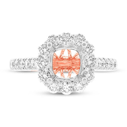 18k Two-tone Rose Gold Diamond Semi-mount Ring for 2.00ct Center - 1.01ct