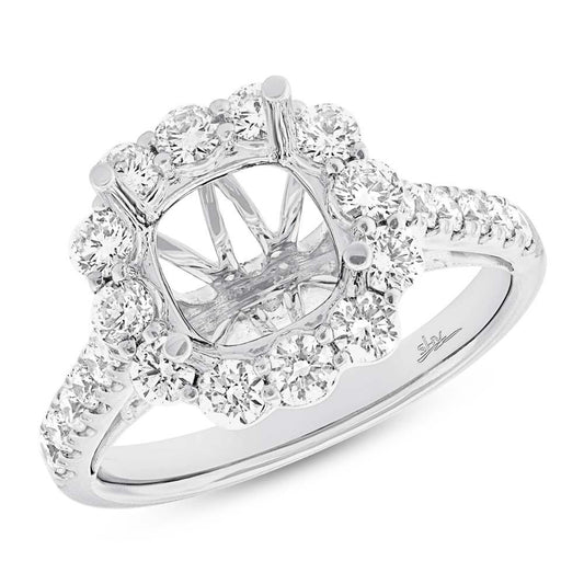 18k White Gold Diamond Semi-mount Ring for 3.00ct Center - 1.08ct