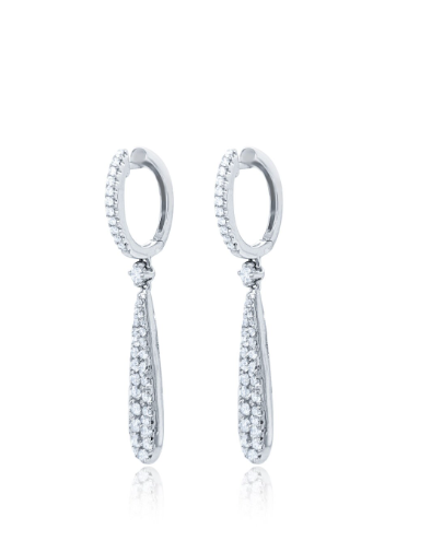 18k White Gold Dangle Earring For Wedding Hoop Earring