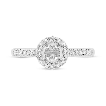 18k White Gold Diamond Semi-mount Ring for 0.50ct Center Size 6.5 - 0.27ct