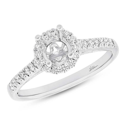 18k White Gold Diamond Semi-mount Ring for 0.50ct Center Size 6.5 - 0.27ct