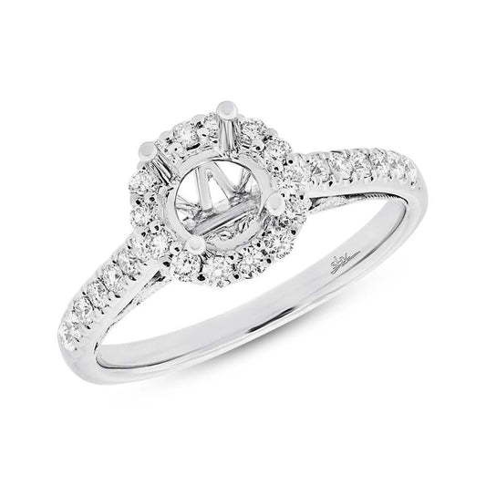 18k White Gold Diamond Semi-mount Ring for 0.75ct Center - 0.41ct