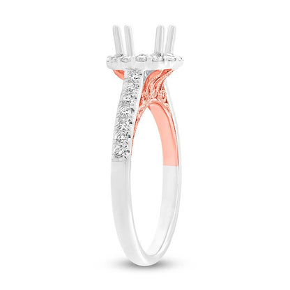 18k Two-tone Rose Gold Diamond Semi-mount Ring for 0.75ct Center - 0.41ct
