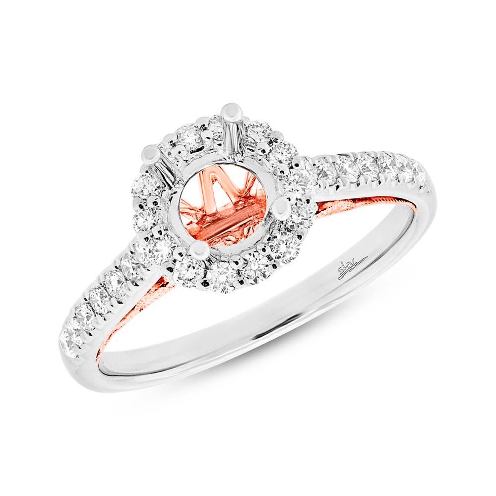 18k Two-tone Rose Gold Diamond Semi-mount Ring for 0.75ct Center Size 6.5 - 0.41ct