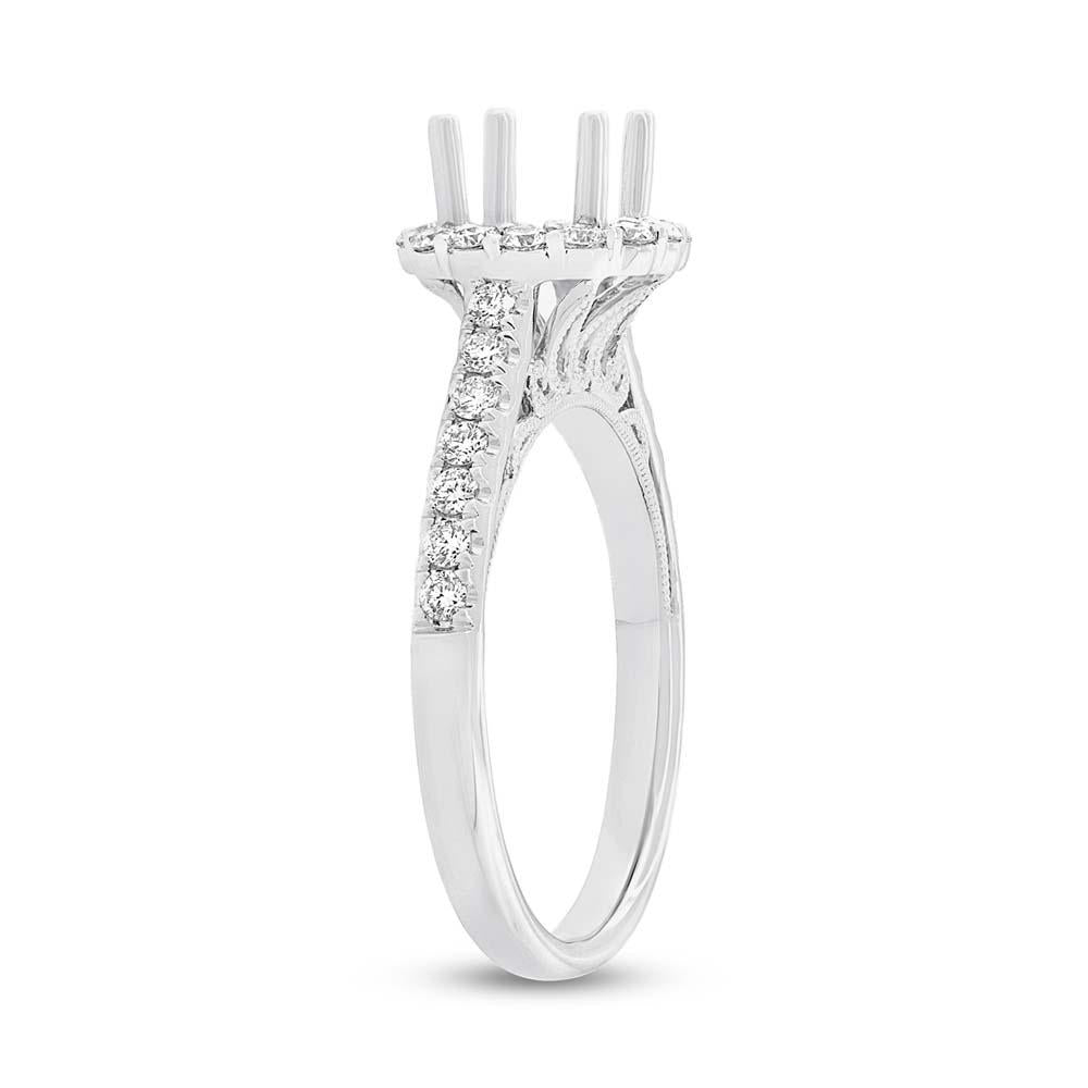18k White Gold Diamond Semi-mount Ring for 1.00ct Center - 0.49ct