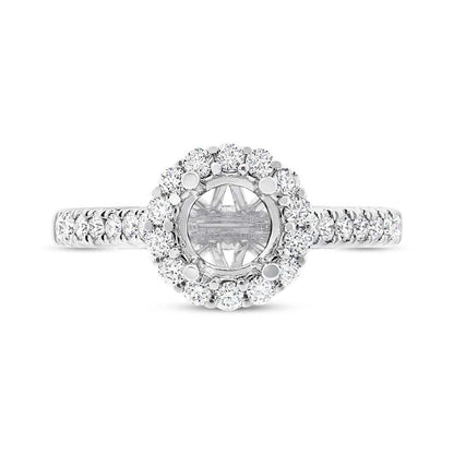 18k White Gold Diamond Semi-mount Ring for 1.00ct Center - 0.49ct