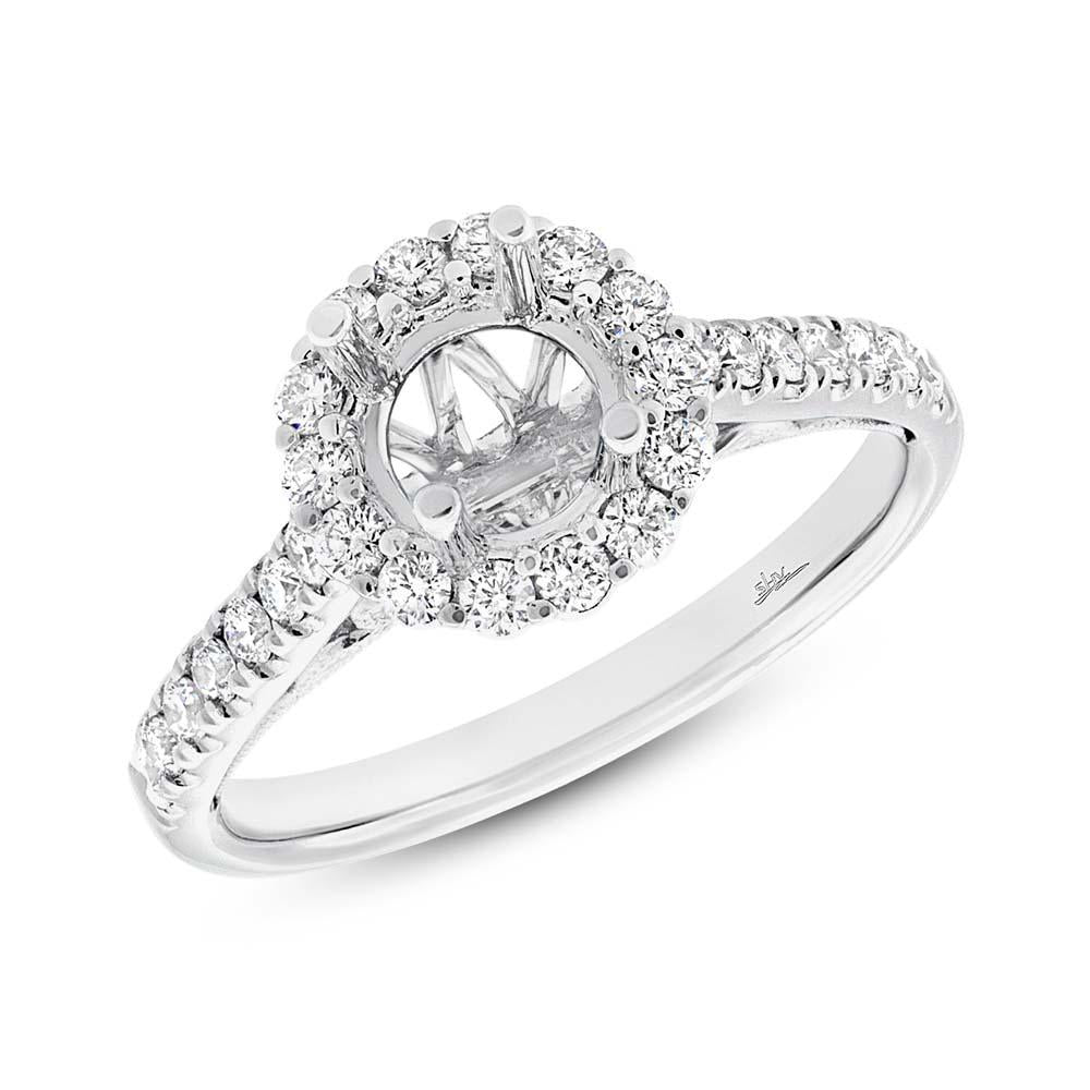 18k White Gold Diamond Semi-mount Ring for 1.00ct Center Size 6.5 - 0.49ct