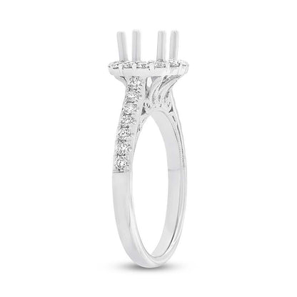 18k White Gold Diamond Semi-mount Ring for 1.00ct Center Size 6.5 - 0.49ct
