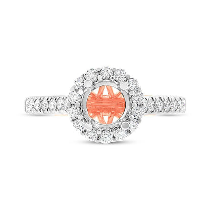 18k Two-tone Rose Gold Diamond Semi-mount Ring for 1.00ct Center Size 6.5 - 0.49ct