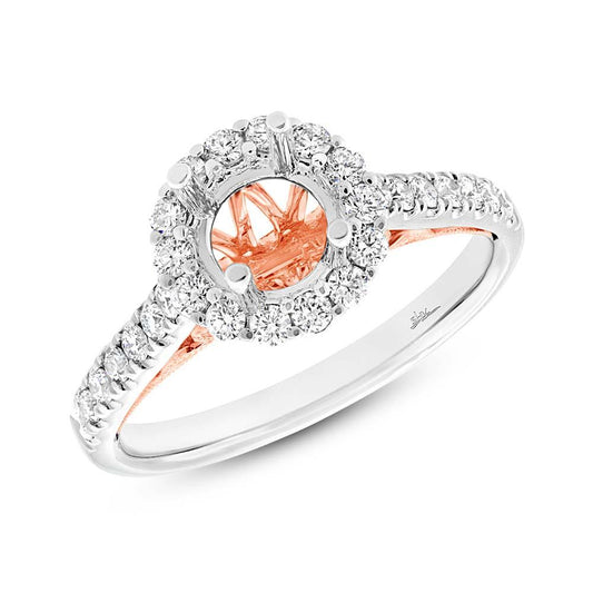 18k Two-tone Rose Gold Diamond Semi-mount Ring for 1.00ct Center Size 6.5 - 0.49ct