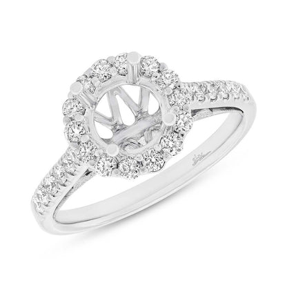 18k White Gold Diamond Semi-mount Ring for 1.50ct Center Size 6.5 - 0.58ct