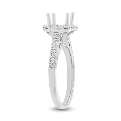 18k White Gold Diamond Semi-mount Ring for 1.50ct Center Size 6.5 - 0.58ct