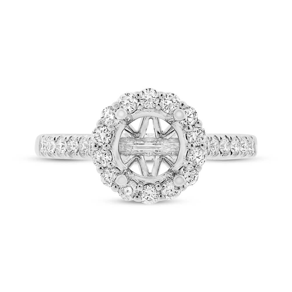 18k White Gold Diamond Semi-mount Ring for 1.50ct Center Size 6.5 - 0.58ct