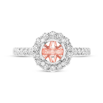18k Two-tone Rose Gold Diamond Semi-mount Ring for 1.50ct Center - 0.58ct