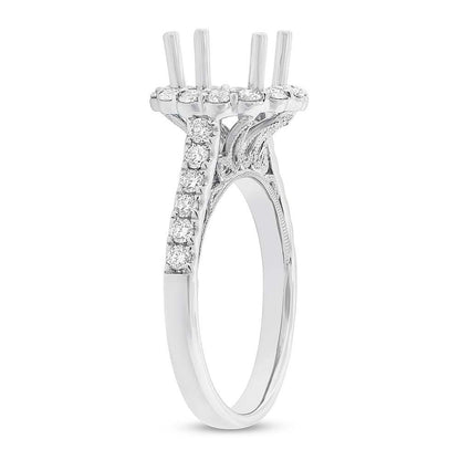 18k White Gold Diamond Semi-mount Ring for 2.00ct Center - 0.74ct