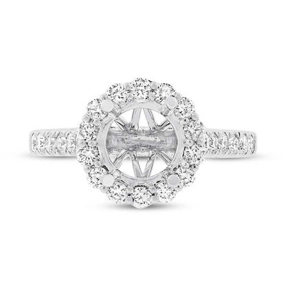 18k White Gold Diamond Semi-mount Ring for 2.00ct Center - 0.74ct