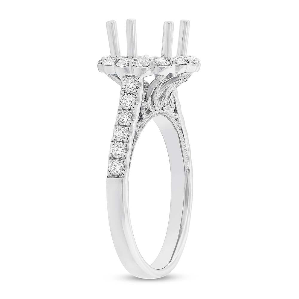 18k White Rose Gold Diamond Semi-mount Ring for 2.00ct Center Size 6.5 - 0.74ct