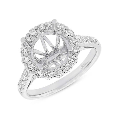 18k White Gold Diamond Semi-mount Ring for 3.00ct Center - 0.86ct
