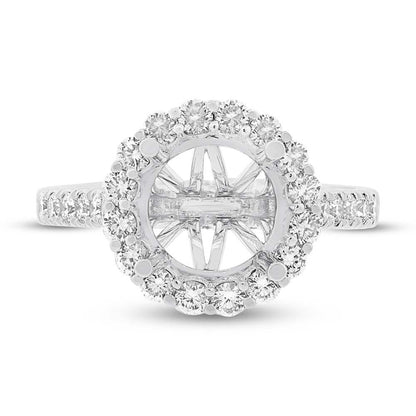 18k White Gold Diamond Semi-mount Ring for 3.00ct Center - 0.86ct