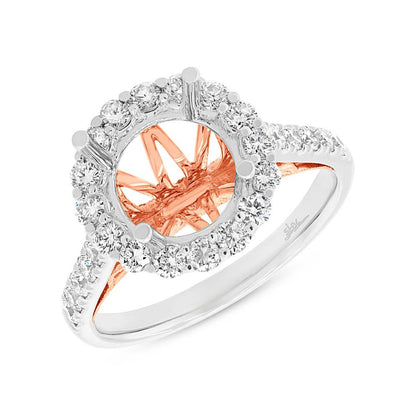 18k Two-tone Rose Gold Diamond Semi-mount Ring for 3.00ct Center - 0.86ct