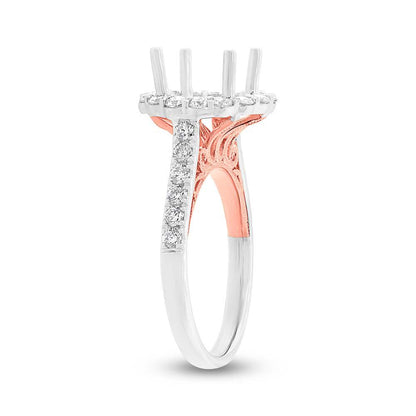 18k Two-tone Rose Gold Diamond Semi-mount Ring for 3.00ct Center - 0.86ct