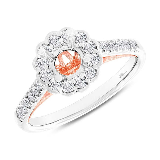 18k Two-tone Rose Gold Diamond Semi-mount Ring for 0.50ct Center - 0.39ct