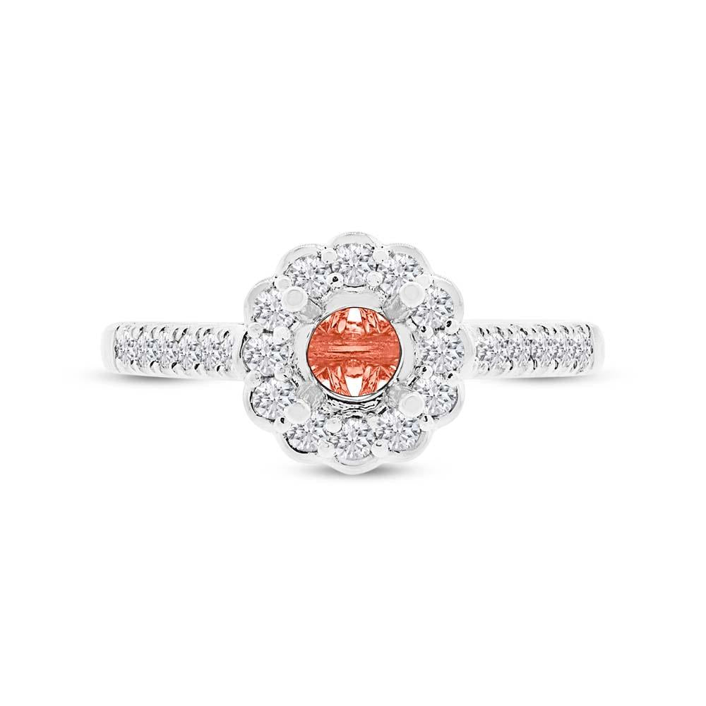 18k Two-tone Rose Gold Diamond Semi-mount Ring for 0.50ct Center - 0.39ct