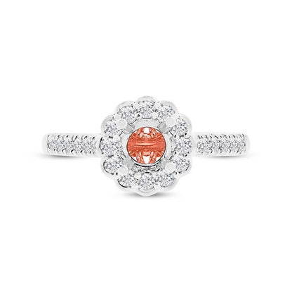 18k Two-tone Rose Gold Diamond Semi-mount Ring for 0.50ct Center - 0.39ct