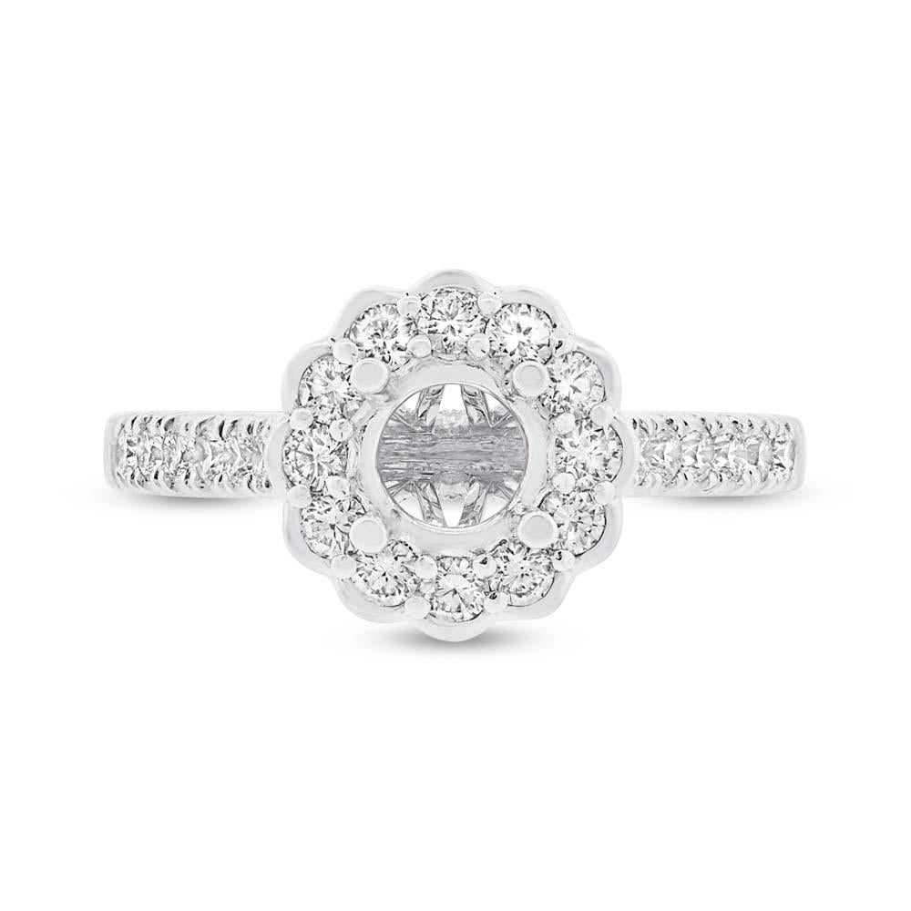 18k White Gold Diamond Semi-mount Ring for 0.75ct Center - 0.63ct