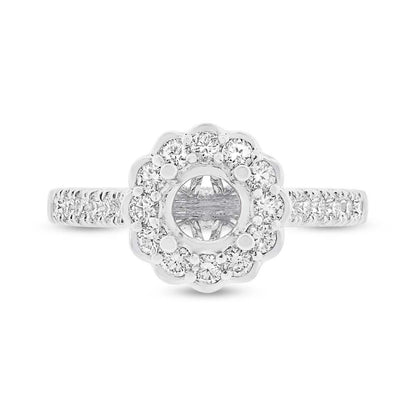 18k White Gold Diamond Semi-mount Ring for 0.75ct Center - 0.63ct