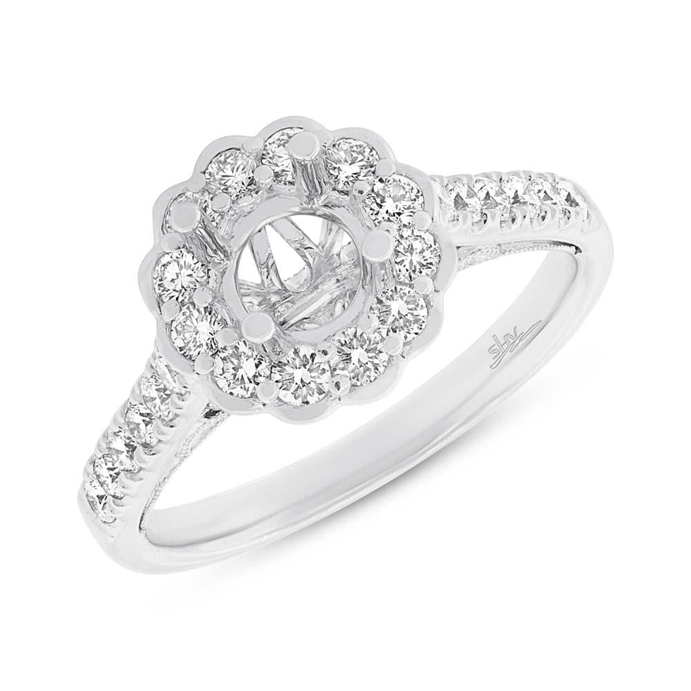 18k White Gold Diamond Semi-mount Ring for 0.75ct Center - 0.63ct