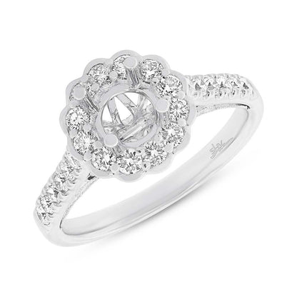 18k White Gold Diamond Semi-mount Ring for 0.75ct Center - 0.63ct