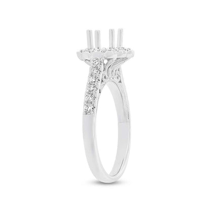 18k White Gold Diamond Semi-mount Ring for 0.75ct Center - 0.63ct