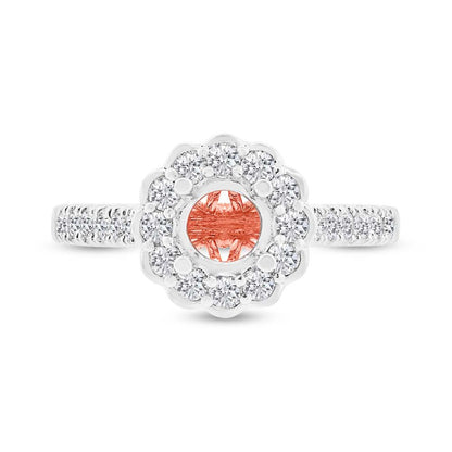 18k Two-tone Rose Gold Diamond Semi-mount Ring for 0.75ct Center - 0.63ct