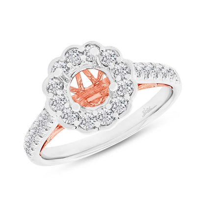 18k Two-tone Rose Gold Diamond Semi-mount Ring for 1.00ct Center Size 6.5 - 0.75ct