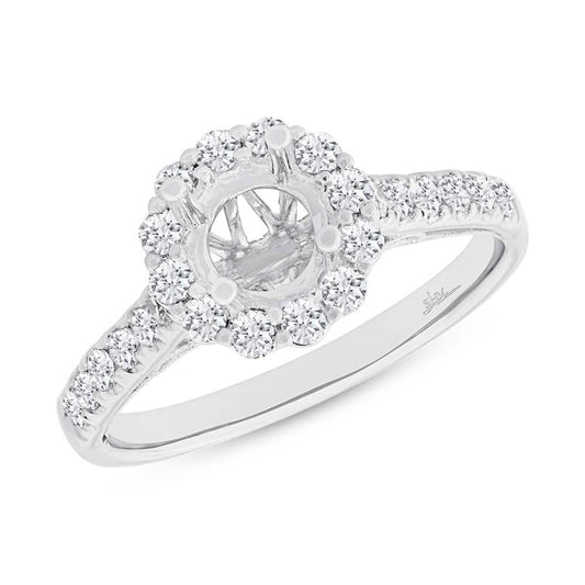 18k White Gold Diamond Semi-mount Ring for 0.75ct Center - 0.58ct