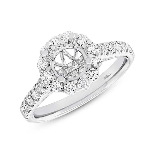 18k White Gold Diamond Semi-mount Ring for 1.00ct Center - 0.68ct