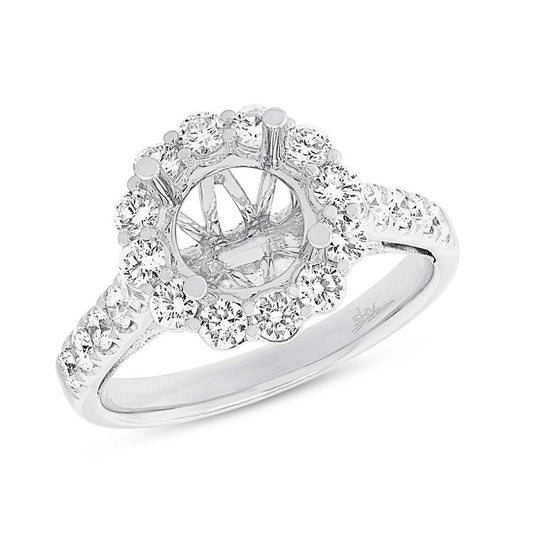 18k White Gold Diamond Semi-mount Ring for 2.00ct Center - 1.02ct