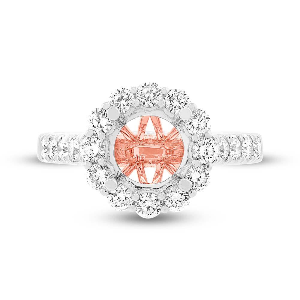 18k Two-tone Rose Gold Diamond Semi-mount Ring for 2.00ct Center - 1.02ct