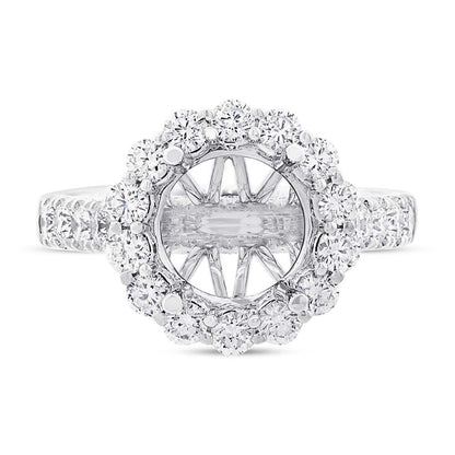 18k White Gold Diamond Semi-mount Ring for 3.00ct Center - 1.15ct