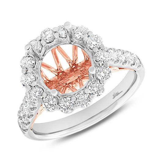 18k Two-tone Rose Gold Diamond Semi-mount Ring for 3.00ct Center - 1.15ct