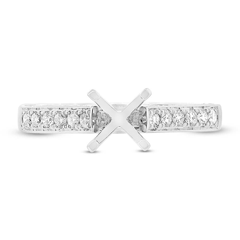 14k White Gold Diamond Semi-mount Ring for 1.00ct Center - 0.41ct