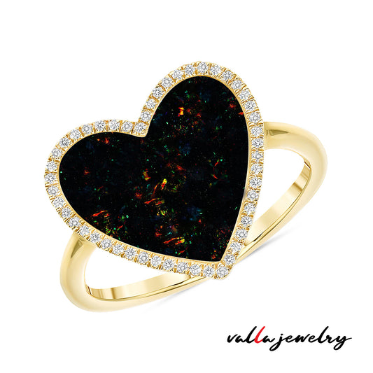 Black Onyx Heart Ring V0244