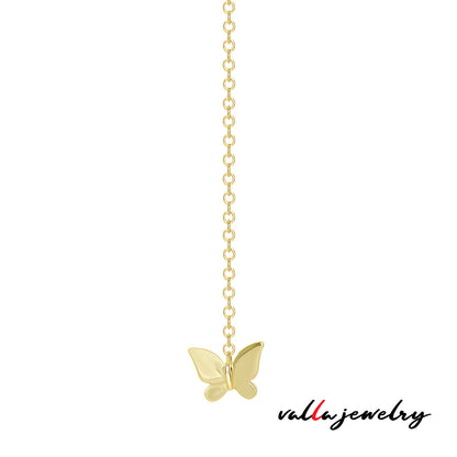 14K Rose Gold With 3.08Gr with Round Diamonds Butterfly Necklace V0214